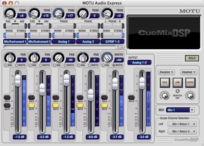 Motu Software Interface MOTU AUDIO-EXPRESS INTERFACE
